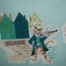Vintage 1950's mid century whimsical novelty nursery rhyme barkcloth cotton fabric curtain panels