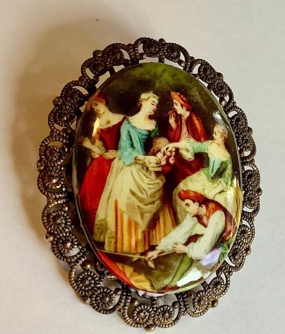 Vintage oval estate jewelry pin brooch W. Germany