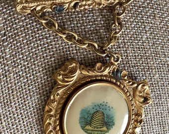 Antique Ladies of Maccabees Gold Medal Pin: LOTM Beehive, 1892