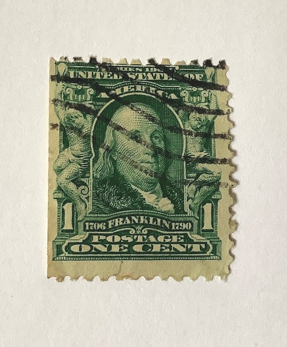 フィリピン　National stamp &coinage souvenir Vintage Green Ben Franklin One Cent Postage Stamp 1790 - Etsy Canada
