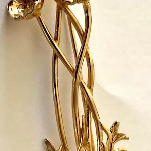 Vintage signierte goldfarbene Jugendstil-Ära Design Blumen-Brosche