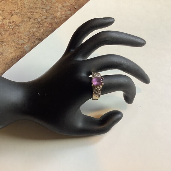 Vintage costume jewelry purple stone rhinestone r… - image 1