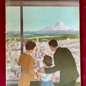 Vintage große Mid Century Century Maps Broschüre Space Needle von 1962