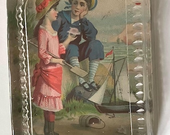 Fermacarte da scrivania per bambini in vetro stile vittoriano, a tema nautico.