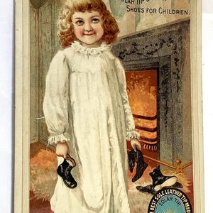 Antieke handelsadvertentiekaart vintage leren viooltjesschoenen met zonnetips Mundell & Co. geweldige graphics