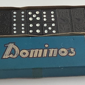 Vintage mid century dominos complete in original box horseshoes