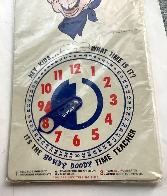 Vintage Howdy Doody Time Teacher Clock - Mid Century Educational