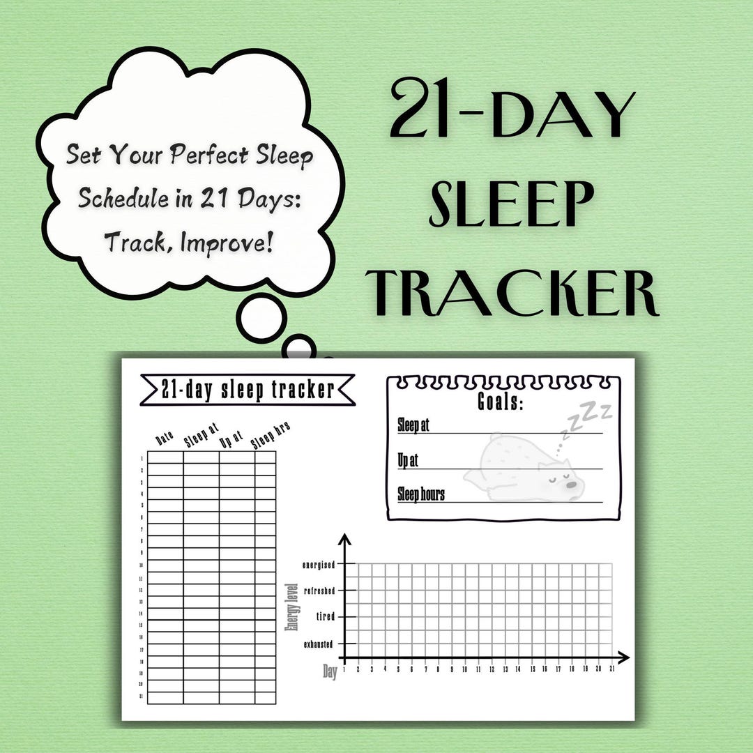 Sleep Routine Tracker Sleep Tracker Printable PDF | 21 Day Rest Quality Challenge Energy ...