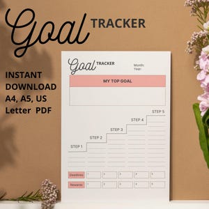 Voortgangsgrafiek maandplanner pdf | Doelplanner met stapsgewijs boek | Productiviteitsgids Actiesjabloon Successtappen