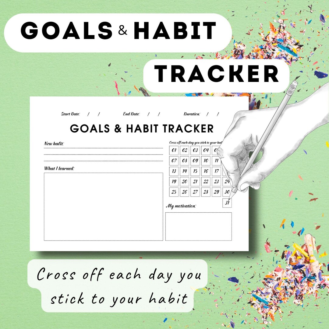 Productivity Planner PDF Printable | 31 Day Habit Tracker Goal Setting ...