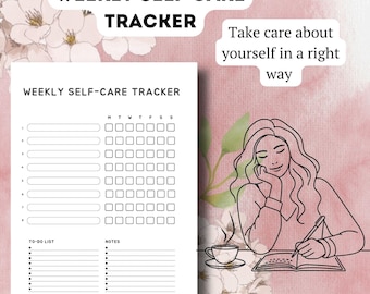 Wellness Tracker Self Care Planner | BONUS FREE Habit Tracker Mental Health | Mood Tracker Daily Checklist Stress Management Printable PDF