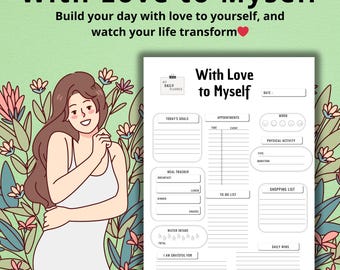 Wellness Journal Habit Tracker PDF | Self Care Planner Productivity Tool | Daily Planner Book Mental Health Time Management Digital Download