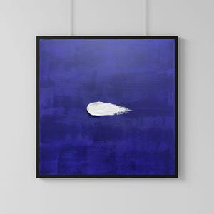 Original Abstract Expressionist Painting: Minimalist Blue Acrylic Canvas Art