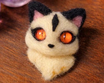 Kilala Nekomata Brooch | Small Felt Art | Handmade Pin