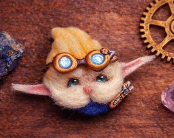 Arcane Heimer Brooch | Heimerdinger Small Felt Art | Lol Inspired | Handmade Collectible Pin