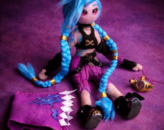 Arcane Jinx Needle Felted Doll | Handmade Wool Figurine | League of Legends Fan Soft Sculpture