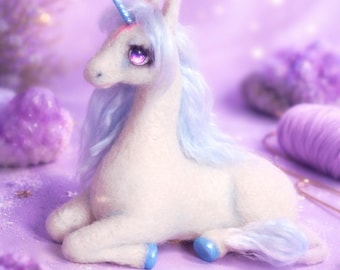 The Last Unicorn Figure | Handmade Soft Sculpture | Movie Inspired Needle Felted