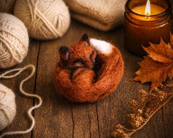 Cozy Fox Brooch | Small Felt Art | Handmade Collectible Pin