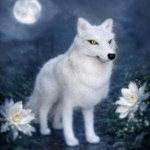 Figura de Kiba Wolf bajo la lluvia / Fanart hecho a mano / Escultura suave de fieltro con aguja