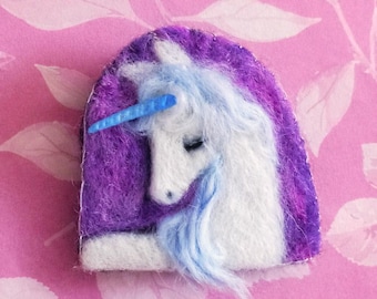 Last Unicorn Brooch | Small Felt Art | Handmade Collectible Pin