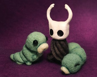 Handmade Hollow Knight Figure | Knight with Grubs Soft Sculpture | Game Inspired Fanart | Needle Felted