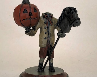 Original Hand Sculpted and Painted Headless Horseman Art Doll Sculpture by Creepsakes Studio