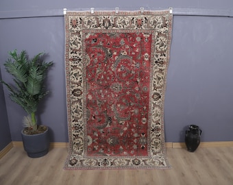 Antique Rug, 5x8 Turkish Rug, Anatolian Rug, Vintage Rug,Wool Rug, Oushak Rug, Natural Rug, Handmade Rug, Bohemian Rug, Area Wool Rug,34828