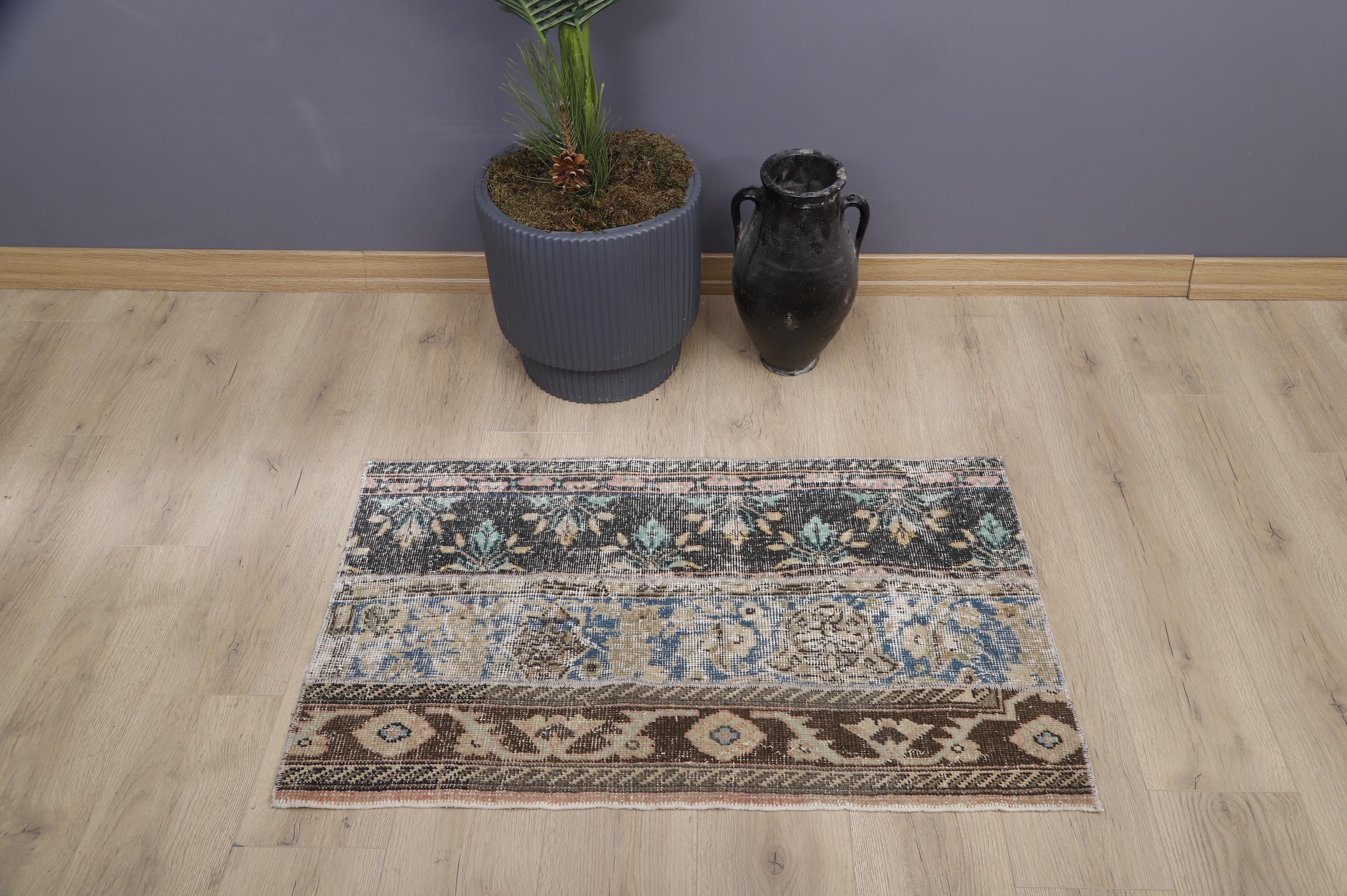 Vintage Turkish Oushak Mini Rug: 2x4 Cotton Wool Door Mat - Etsy