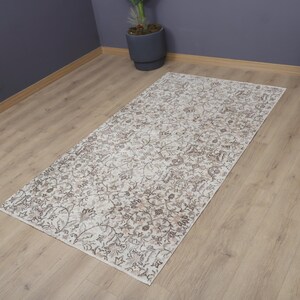 4x7 Antique Rug, Bohemian Rug, Area Wool Rug, Turkish Rug, Wool Rug,Oushak Rug,Natural Rug,Handmade Rug,Vintage Rug,4x7 Decorative Rug,26902