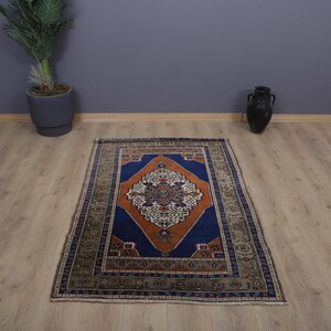 Turkey Vintage Rug, Faded Rug, Pastel Oushak Rug, Oushak Rug, 4x6 Vintage Rug, Turkish Rug,Vintage Turkish Rug,Anatolian Rug,Muted Rug,27938