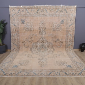 Oversized Anatolian Oushak Rug 9x12, Vintage Turkish Wool Rug