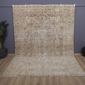 8x11 Vintage Oushak Rug: Turkish Wool Area Rug