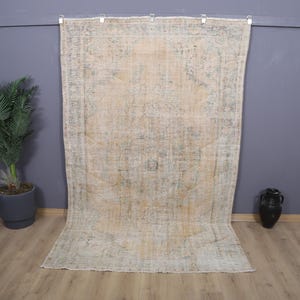 Antique Rug, 6x9 Turkish Rug, Anatolian Rug, Oushak Rug, Natural Rug, Handmade Rug, Bohemian Rug, Area Wool Rug, Vintage Rug,Wool Rug,28907