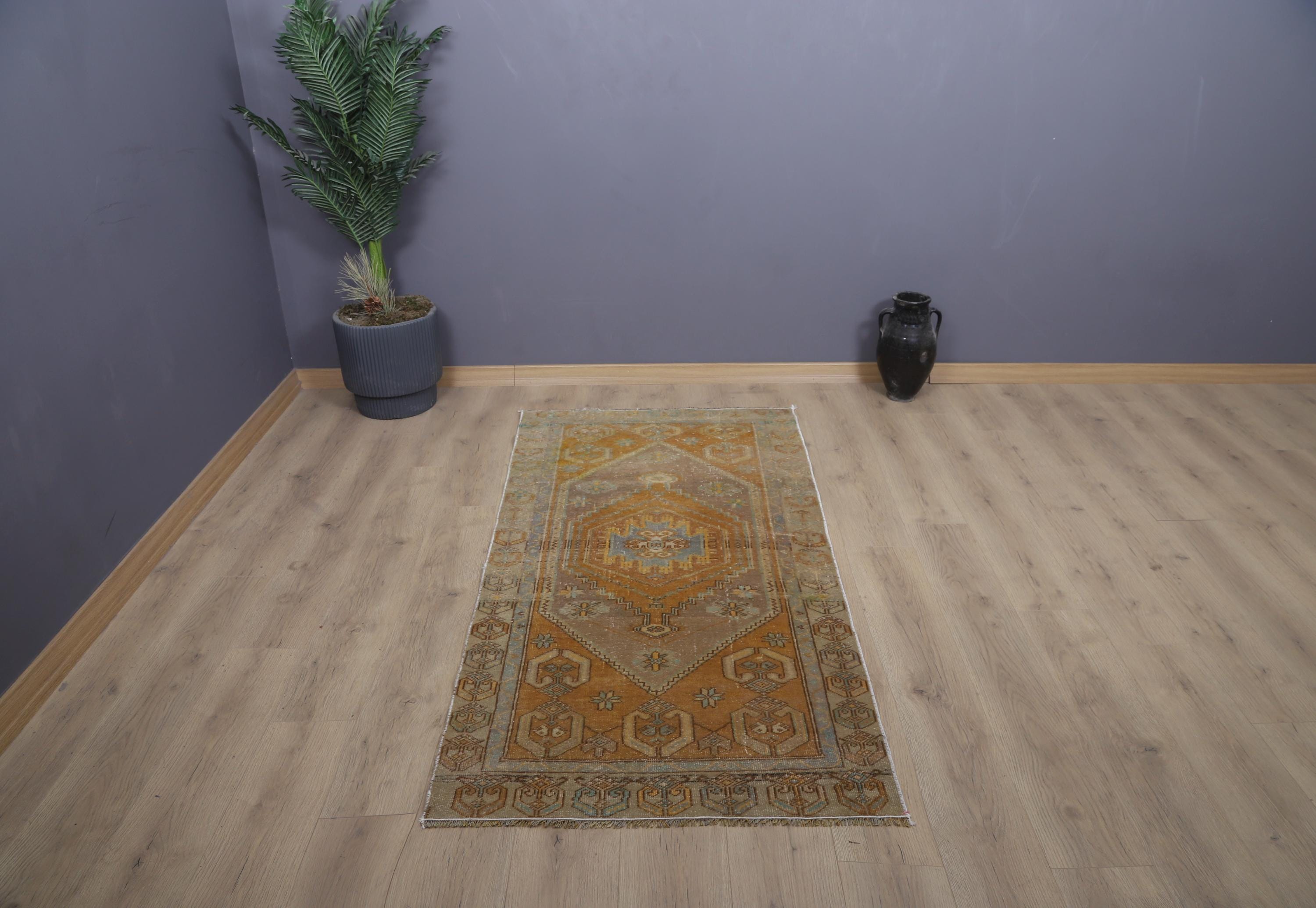 Anatolian Rug, Turkish Vintage Rug, Natural Rug 3x6, Muted Colors