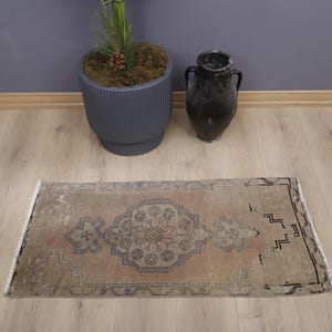 Turkish Mini Rug, 2x4, Vintage Mini Rug, Oushak Mini Rug, Rug, 2x4 Anatolian Rug, Door Mat Rug, Mini Rug, Wool Door Mat, Soft Door Mat,21934