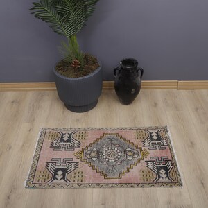 Vintage Turkish Mini Rug: 2x3 Oushak Wool Anatolian Rug