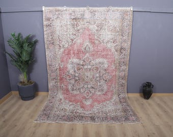 Alfombra Oushak de 15x23 cm, alfombra anatolia, alfombra descolorida de 15x23 cm, alfombra extragrande, alfombra turca vintage, alfombra turca vintage, alfombra natural, alfombra pastel, alfombra hecha a mano, 34829