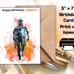 Cartão de aniversário Call of Duty, digital, imprimir em casa, imprimível, cartão, COD, aniversário, saudações, Black Ops, Call of Duty, jogador, cartão de jogador