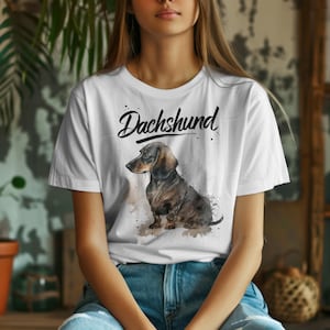 Dachshund Lover Tee, Dog Owner T-shirt, Cute Pet Graphic Shirt, Sausage Dog, Animal Print Top, Funny Sausage Dog Apparel