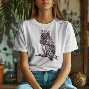 Owl Illustration Unisex Tee, Wise Owl Graphic Tee, Owl Drawing T-Shirt, Nature Lover Gift, Bird Enthusiast Shirt