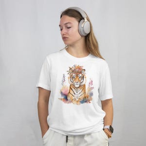 Watercolor Tiger T-Shirt, Animal Lover Tee, Jungle Cat Shirt, Wildlife Graphic Top, Nature Inspired Apparel