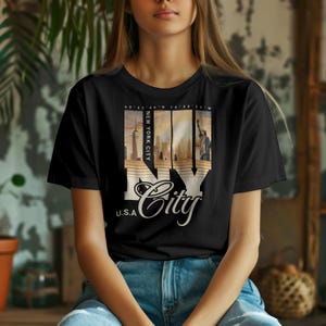 Statua Wolności Nowy Jork Unisex Heavy Cotton Tee, NYC Graphic Tee, Patriotyczna amerykańska koszula, Prezent turystyczny, Amerykańska pamiątka koszula