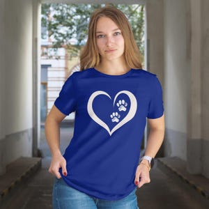 Dog Lover Tee, Heart Paw Print Shirt, I Love Dogs Gift, Animal Lover T-Shirt, Cute Pet Owner Top
