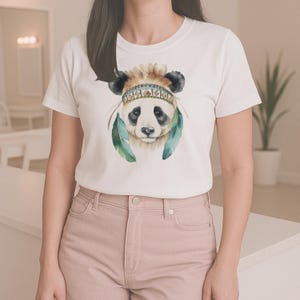 Aquarelle panda style bohème t-shirt, t-shirt, haut, chemise unisexe, t-shirt décontracté, cadeau pour amoureux des animaux