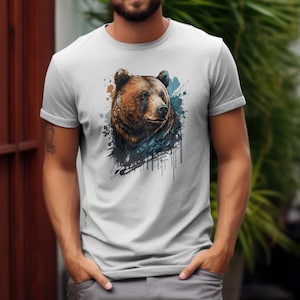 Bear Watercolor Bear T-Shirt, Nature Lover Graphic Tee, Wildlife Art Shirt, Cute Animal Top, Forest Theme Apparel