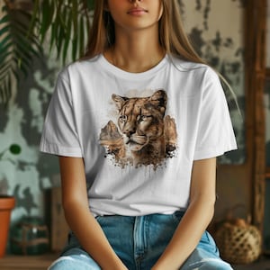 Mountain Lion Bigcat Tee, Cougar Wildlife T-shirt, Puma Unisex Shirt, Nature Lover Gift, Animal Graphic Top