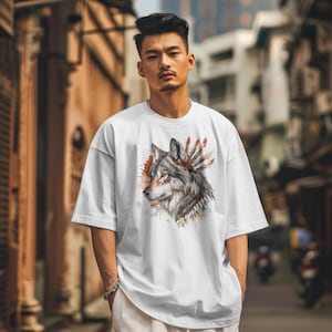 Watercolor Wolf T-Shirt: Wild Tribal Graphic Tee, Animal Lover Gift