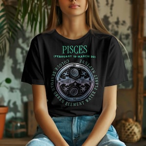 Pisces Zodiac Constellation Tee, Astrology Gift for Her, Heavy Cotton T-Shirt, Horoscope Apparel, Birthday Shirt, Celestial Top