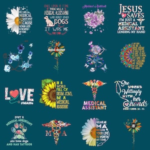 15+ Floral Medical Assistant Png, Medical Assistant Bundle Png, Medical Assistant Floral Digital Png, MA Life Png, Water Color Asclepius Png