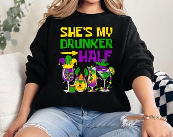 She's My Drunker Half Digital Png File Instant Download, Drinking Png, Mardi Gras Party T-shirt Design, Happy Mardi Gras Png, Carnival Png